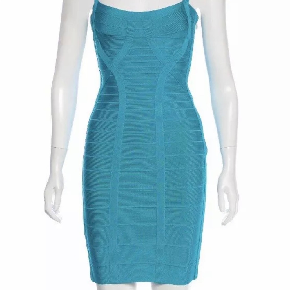 Turquoise Herve Leger Katarina Bandage Dress